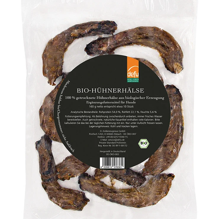 Defu Bio-Hühnerhälse – Natürlicher Kausnack für Hunde