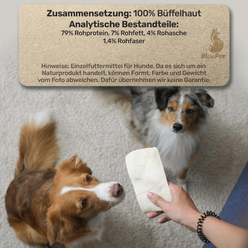 Büffel-Kauchip Büffelhautplatten Kausnack Stück 10-14cm