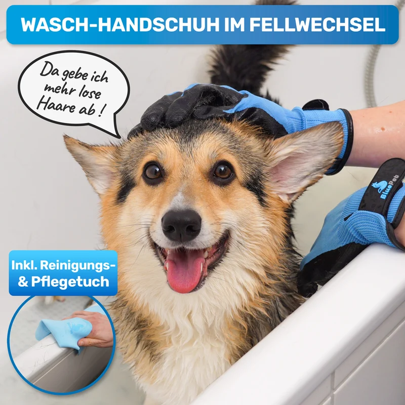 Fellhandschuh für Hunde, Katzen & Pferde – Fellpflege Handschuh zur Haarentfernung & Massage