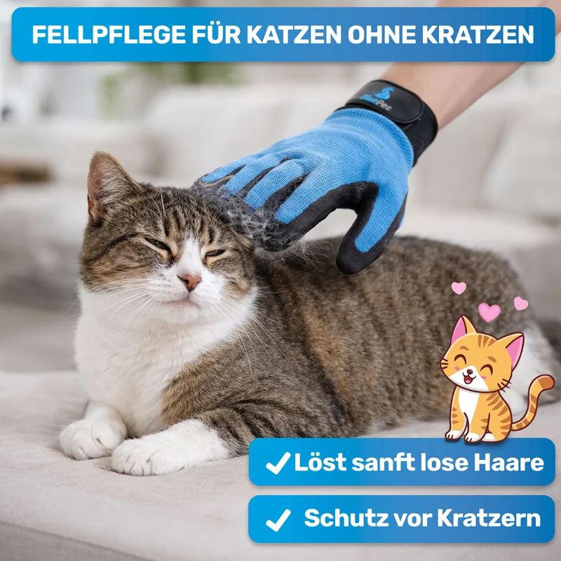 Fellhandschuh für Hunde, Katzen & Pferde – Fellpflege Handschuh zur Haarentfernung & Massage
