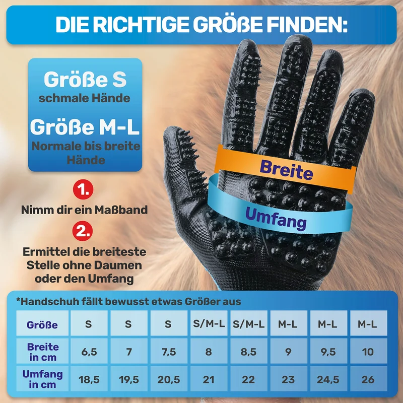 Fellhandschuh für Hunde, Katzen & Pferde – Fellpflege Handschuh zur Haarentfernung & Massage