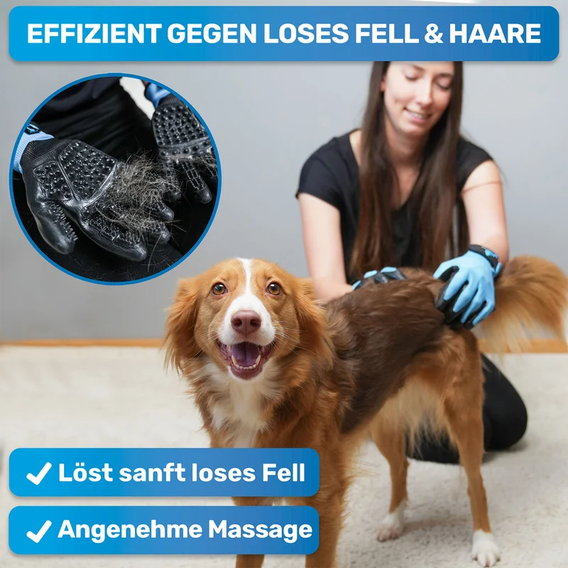 Fellhandschuh für Hunde, Katzen & Pferde – Fellpflege Handschuh zur Haarentfernung & Massage