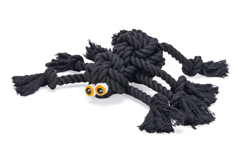 Beeztees Halloween Flossy Spinne aus Baumwolle für Hunde, 38 x 18 x 10 cm