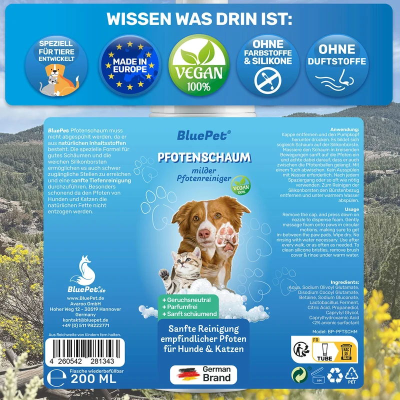 Pfotenpflege Set - Pfotenschaum Pfotenreiniger + Pfotenbalsam 50ml