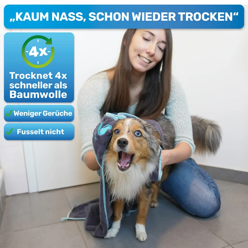 Hundehandtuch Mikrofaser – saugstarkes Handtuch für Hunde