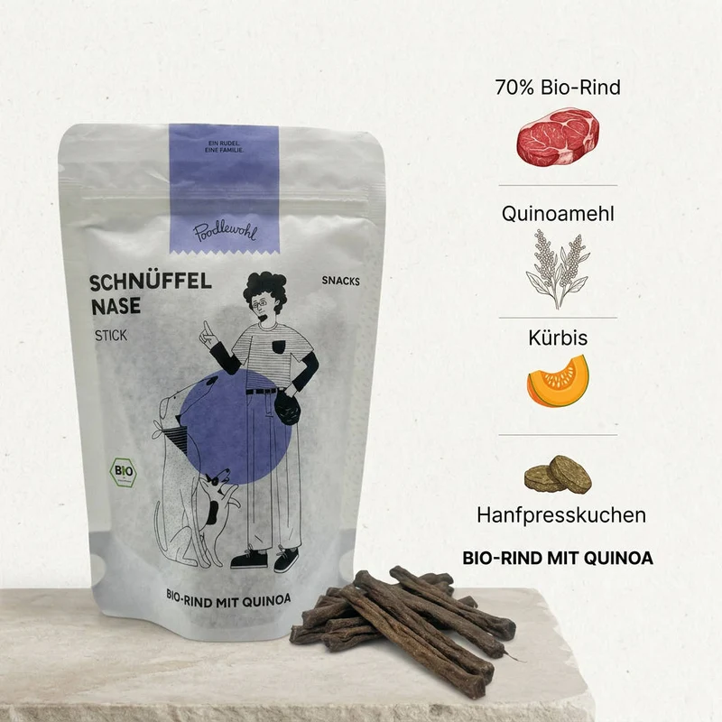 Poodlewohl Leckerli Bio Rind Stickis – Natürlicher Hundesnack