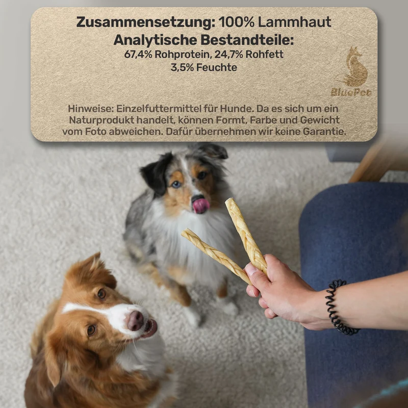 Lammhautzöpfe 100g Kausnack Lammhaut