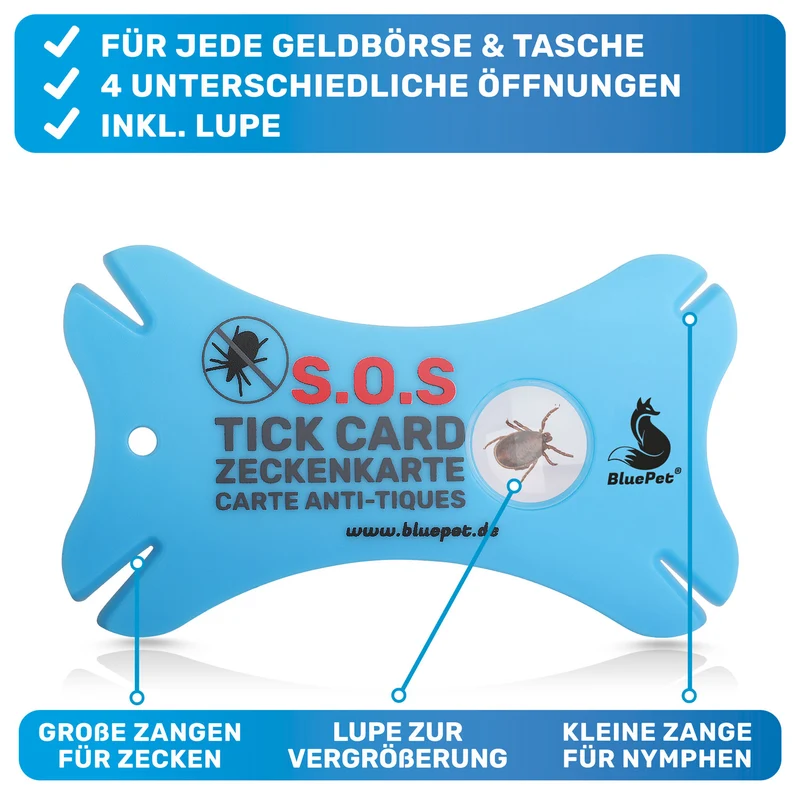 Zeckenkarte mit Lupe, Zeckenentferner