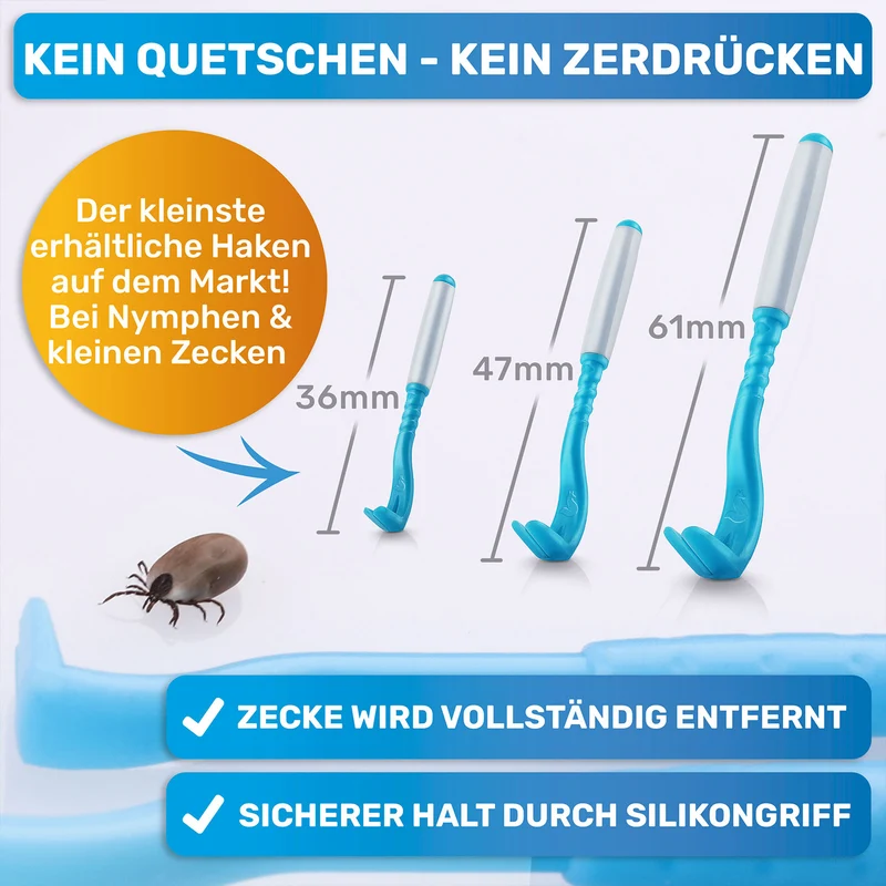 Premium 3x Zeckenhaken, Zeckenentferner