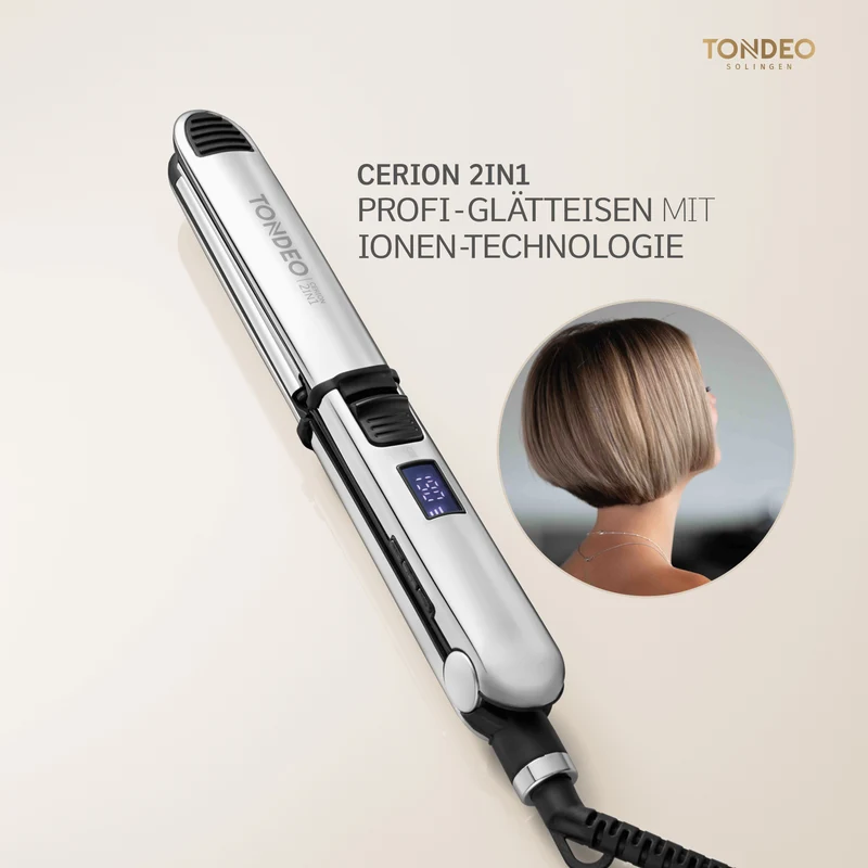 CERION 2in1 - Profi-Glätteisen für Glätten & Locken