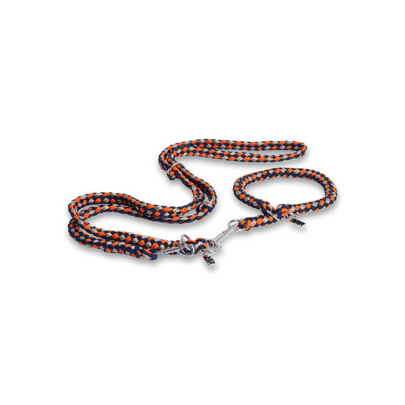 Hundehalsband Tauwerk Dunkelblau-Orange