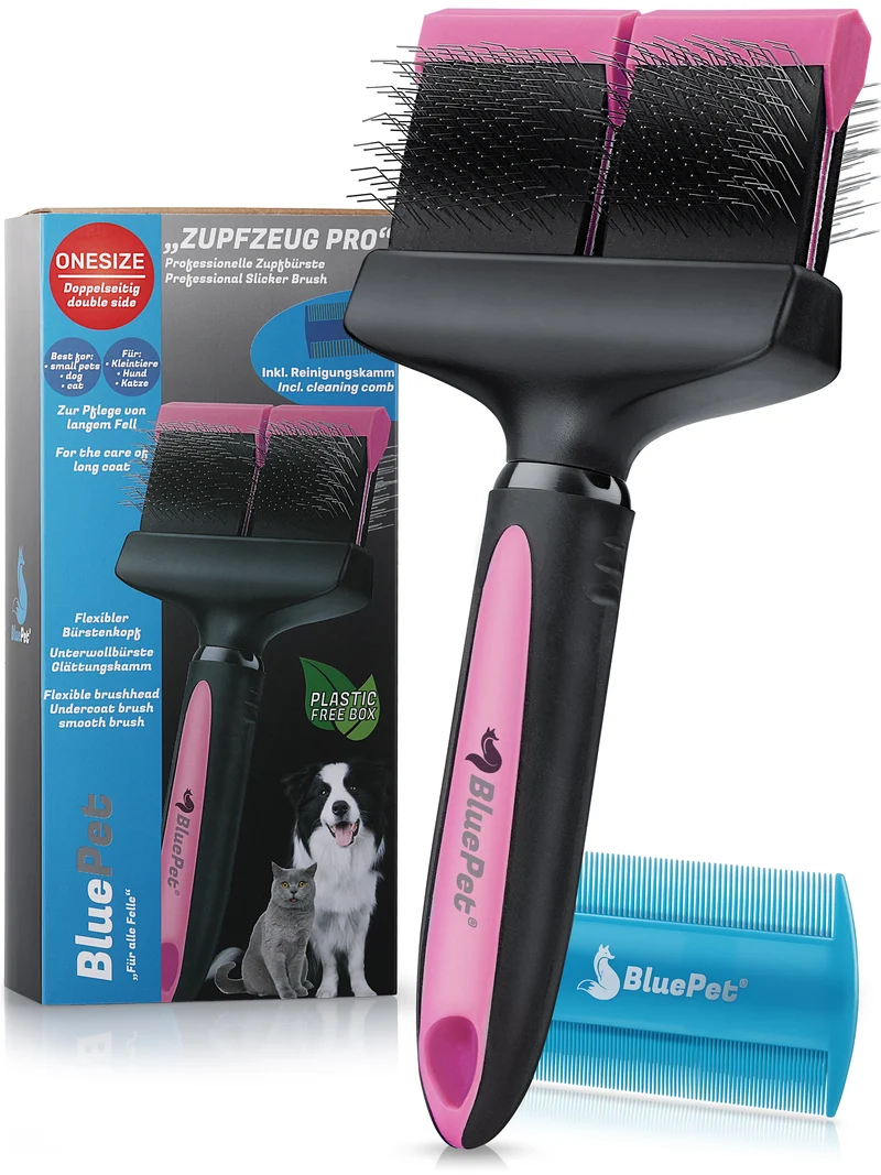 Profi Flexible Zupfbürste für Langhaar + Reinigungskamm