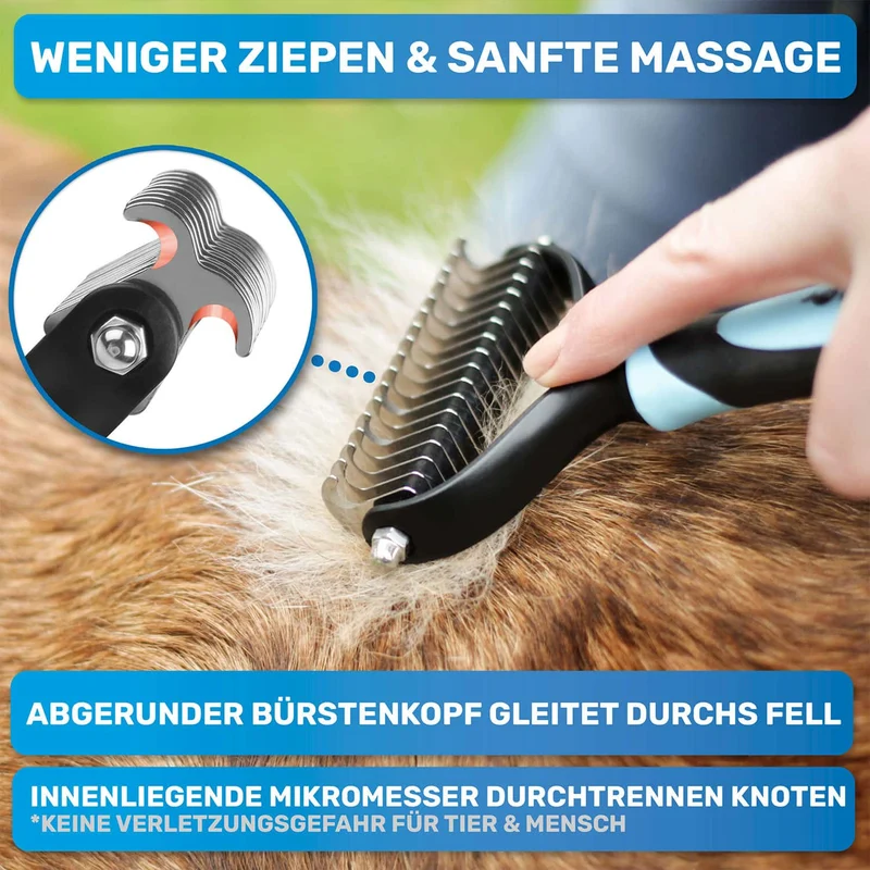 "UnterwollToll" Unterwollbürste - Unterfellbürste für Hunde & Katzen