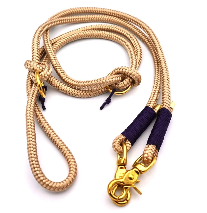 Tau-Leder-Halsband Beige Dunkelblau