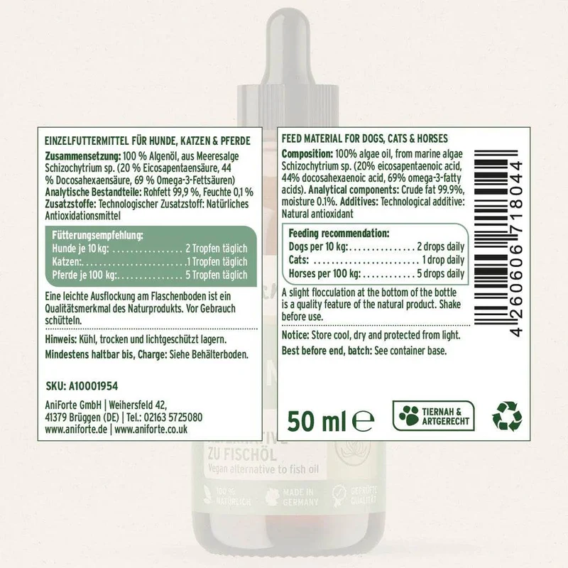 AniForte Algenöl – veganes Omega-3 für Tiere