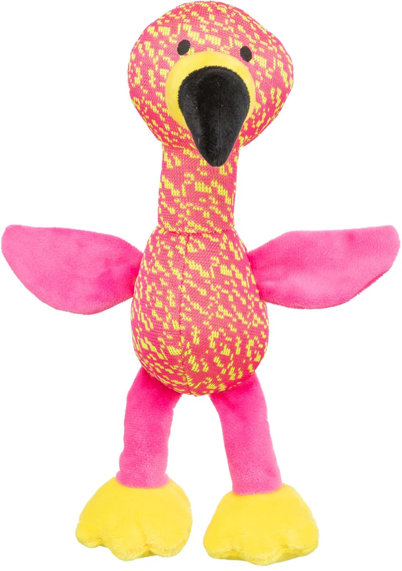 Hundespielzeug Plüsch-Flamingo mit Knisterfolie und Quietscher
