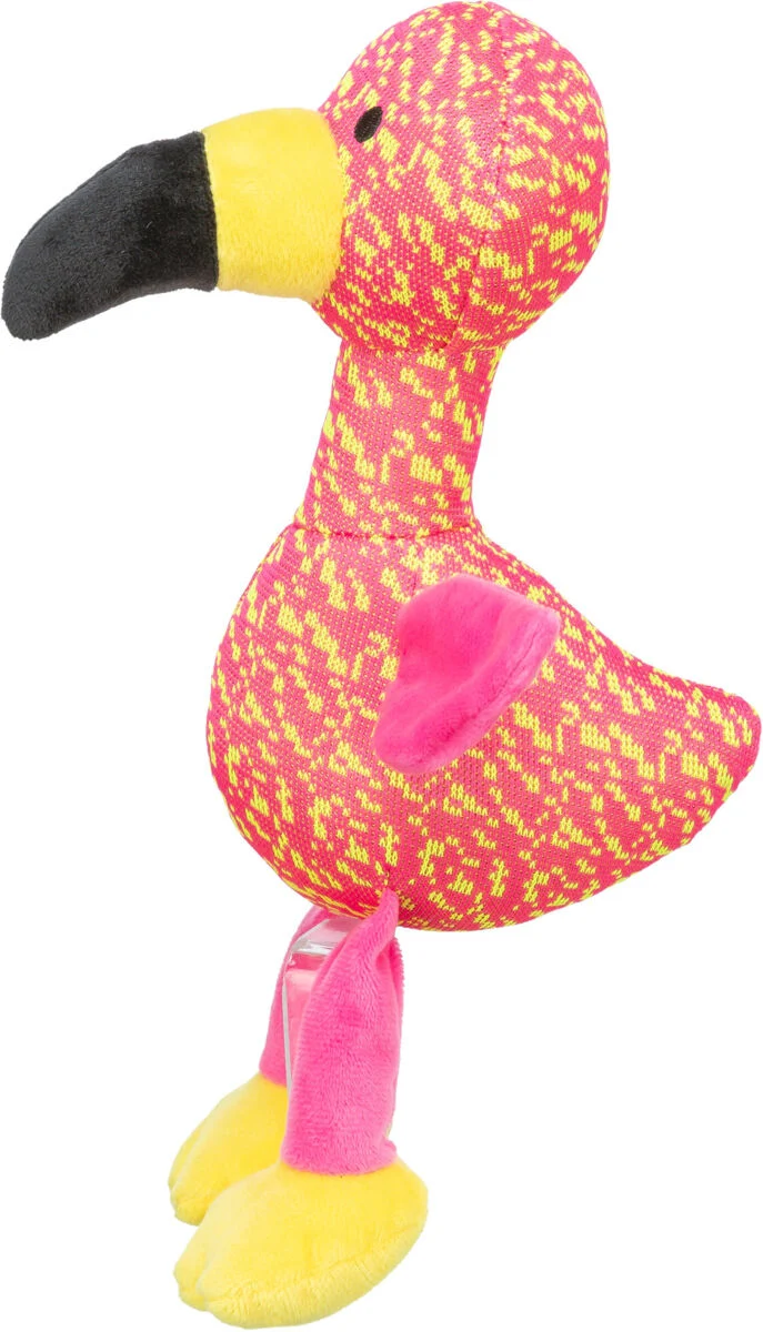 Hundespielzeug Plüsch-Flamingo mit Knisterfolie und Quietscher