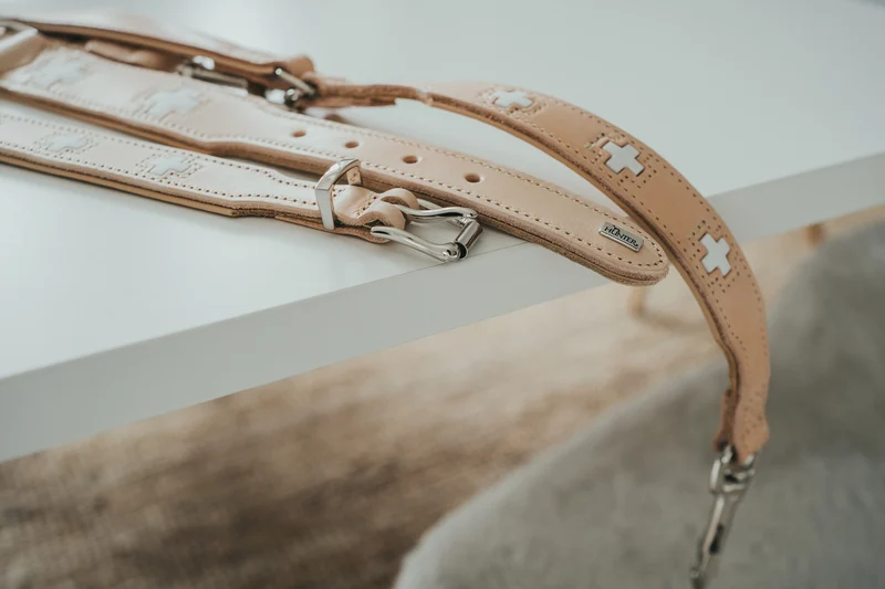 SWISS Set Halsband & Leine | natur/beige