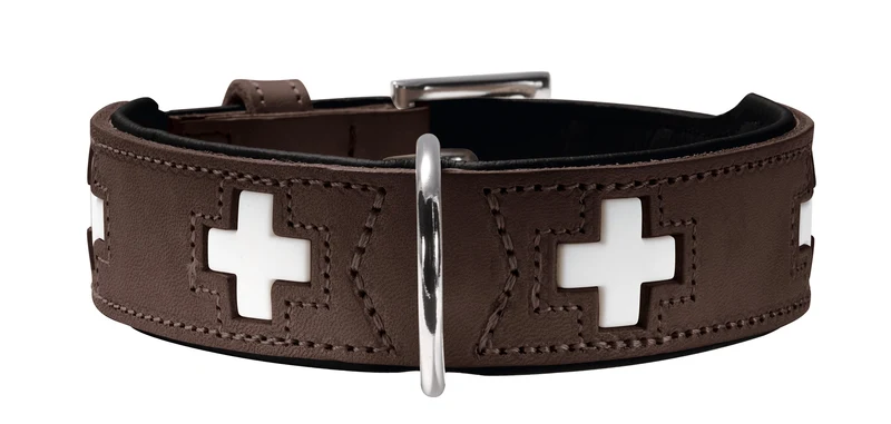 SWISS Set Halsband & Leine | braun/schwarz