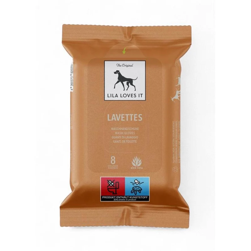 LILA LOVES IT Lavettes – feuchte Waschhandschuhe für Hunde