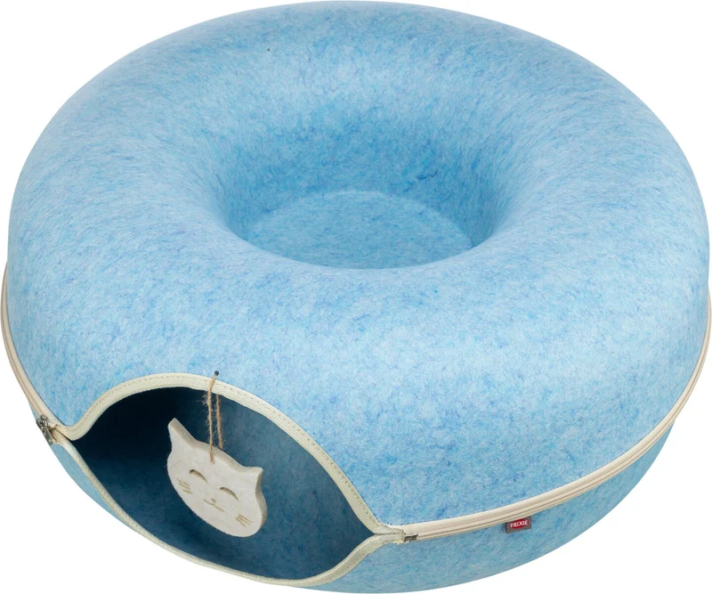 Filzdonut Katzenhöhle mit Spielzeug