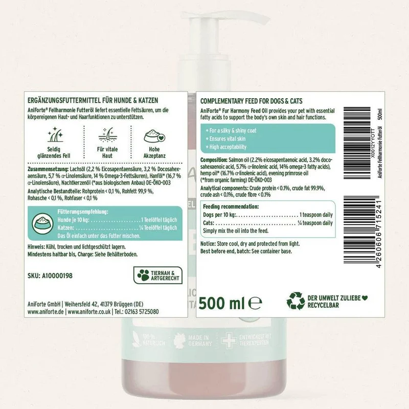 AniForte Fellharmonie Futteröl – für Haut & Fell