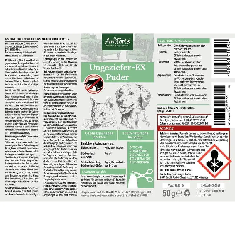 AniForte Kieselgur Pulver – gegen Flöhe, Milben & Läuse