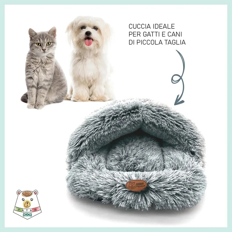 Cama Gruta para cães pequenos e gatos, antiderrapante, lavável na máquina 60 x 50 cm