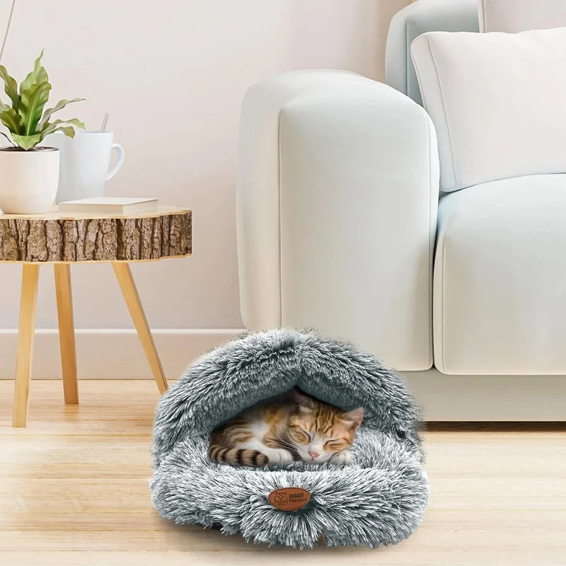 Cama Gruta para cães pequenos e gatos, antiderrapante, lavável na máquina 60 x 50 cm