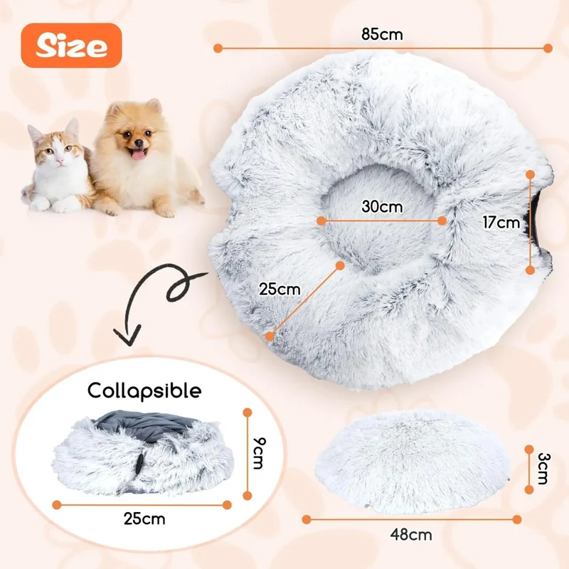 Cama - Túnel para gatos, 2 em 1 cama e túnel, com almofada removível