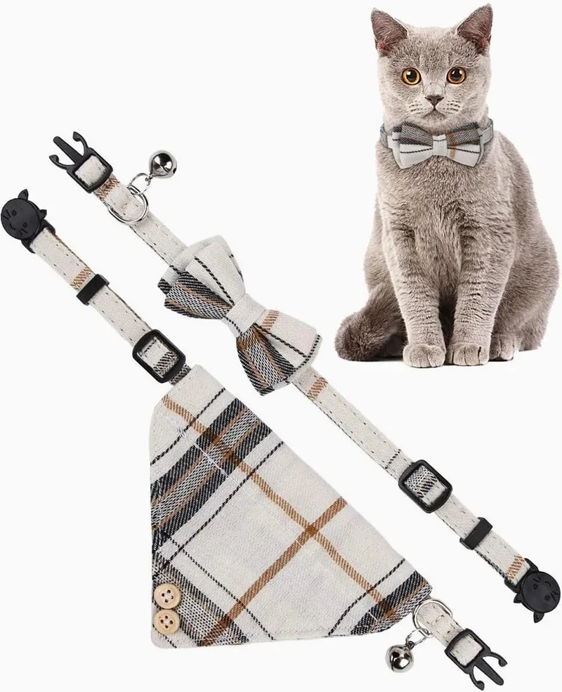 Coleira de Natal Lenço e Laço Borboleta, para Gatos ou Cães
