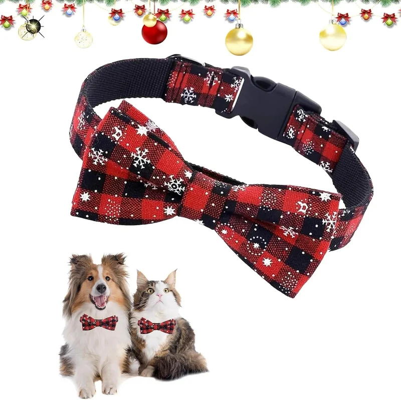 Coleira de Natal para cão ou gato com gravata borboleta