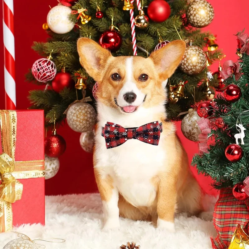 Coleira de Natal para cão ou gato com gravata borboleta