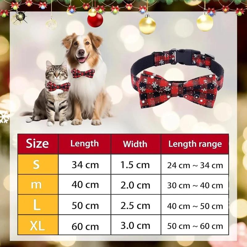 Coleira de Natal para cão ou gato com gravata borboleta