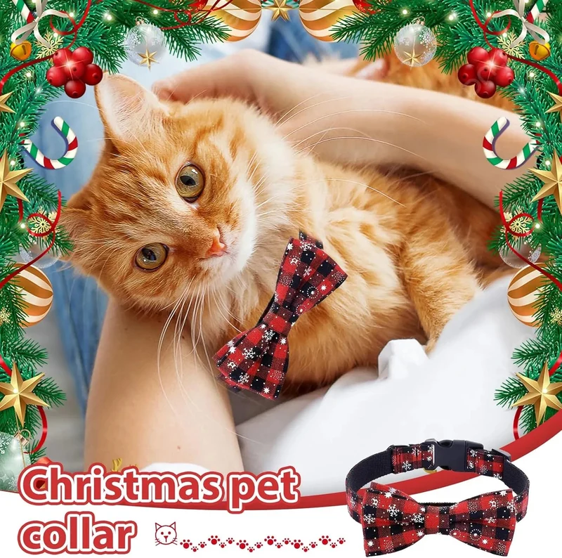 Coleira de Natal para cão ou gato com gravata borboleta