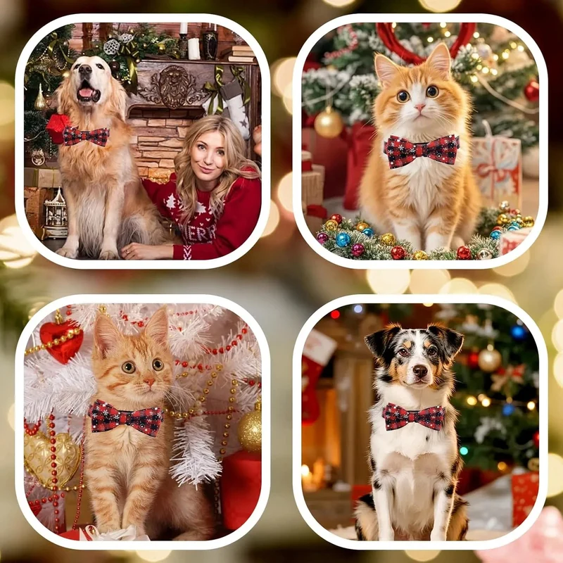 Coleira de Natal para cão ou gato com gravata borboleta