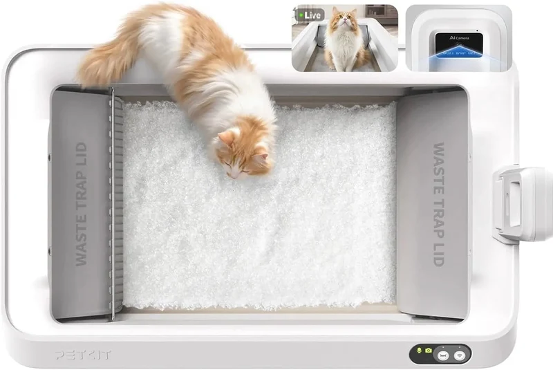 PETKIT PUROBOT Crystal Duo WC para gatos auto-limpável, câmara AI, auto-limpeza de areia para gatos, limpeza bidirecional, bandeja substituível, eliminação de odores