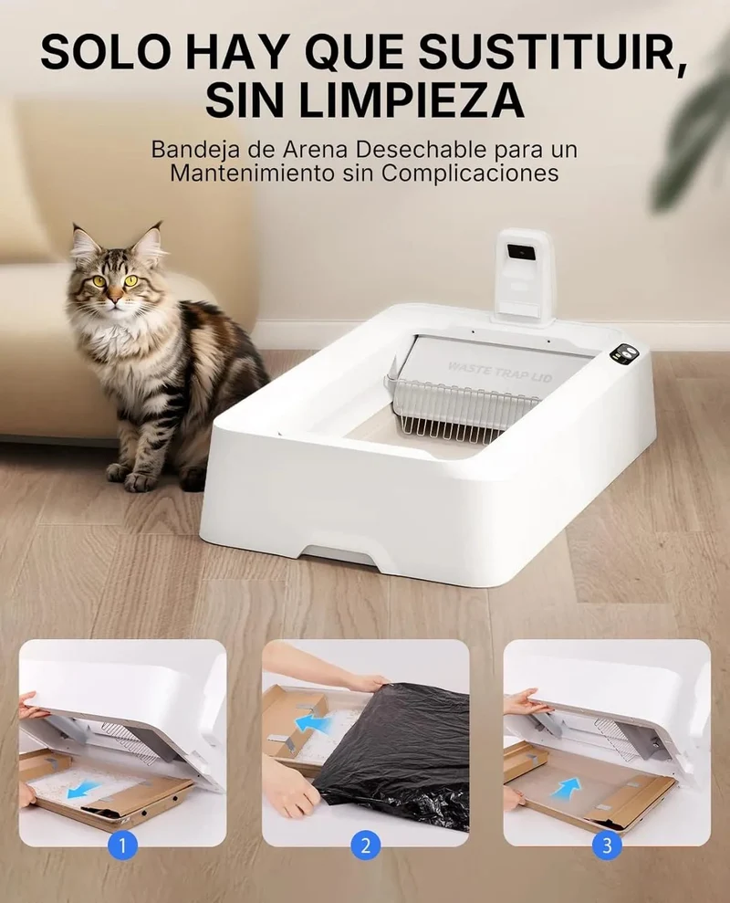PETKIT PUROBOT Crystal Duo WC para gatos auto-limpável, câmara AI, auto-limpeza de areia para gatos, limpeza bidirecional, bandeja substituível, eliminação de odores