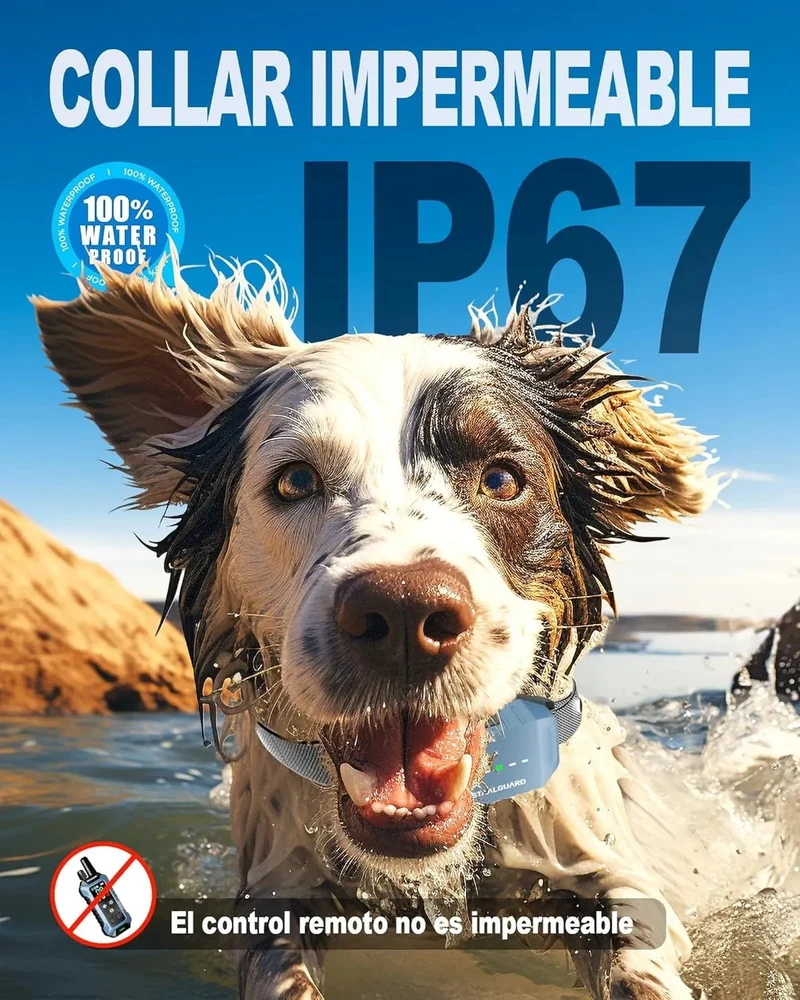 Coleira de treino para cães, sem descarga elétrica, 9 níveis, som, vibração e impulso, alcance de 3000 m, recarregável, automonomia 30 dias, impermeável IP67