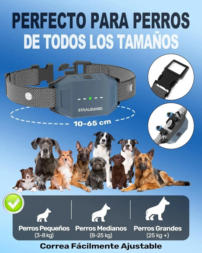 Coleira de treino para cães, sem descarga elétrica, 9 níveis, som, vibração e impulso, alcance de 3000 m, recarregável, automonomia 30 dias, impermeável IP67