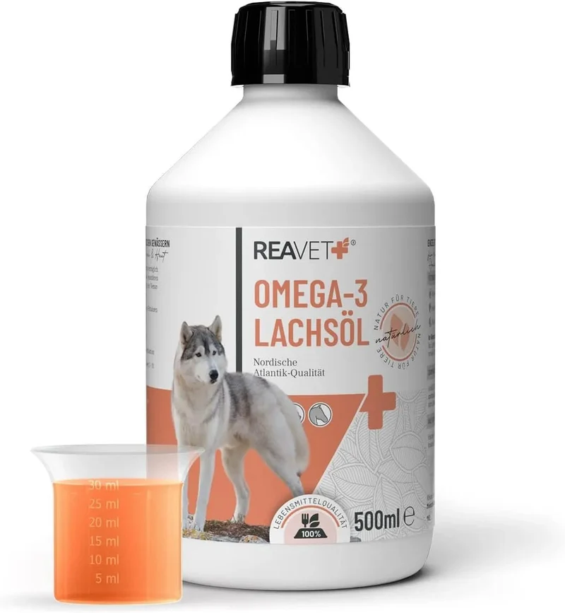 Óleo para ração ReaVET para cães, 4 variedades x 500 ml, óleo BARF para cães, óleo BARF de alta qualidade para cães, natural e apropriado para todas as raças
