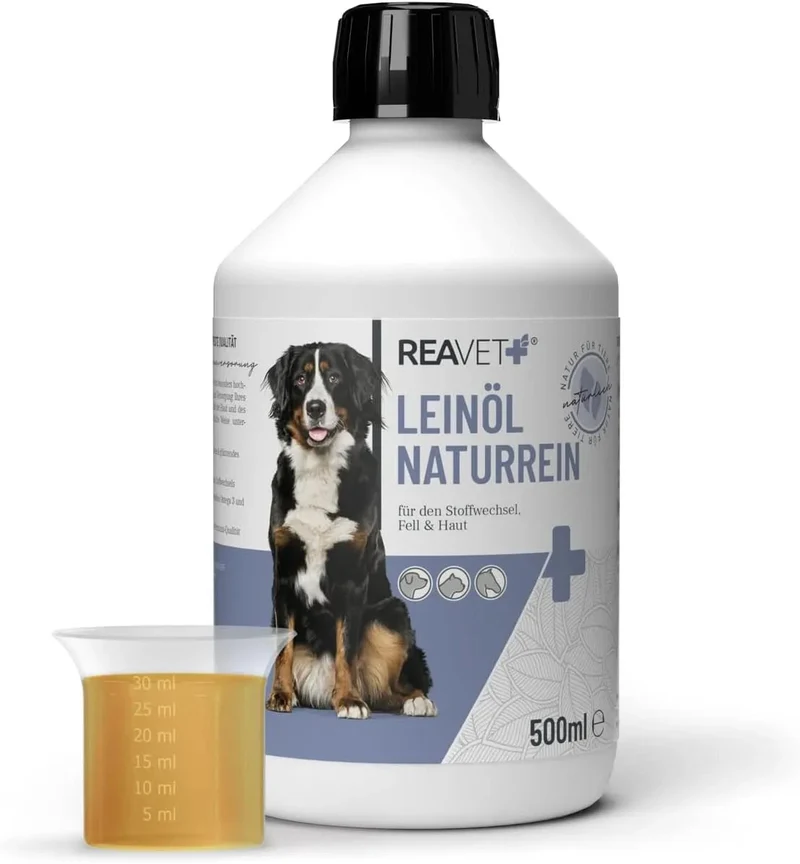Óleo para ração ReaVET para cães, 4 variedades x 500 ml, óleo BARF para cães, óleo BARF de alta qualidade para cães, natural e apropriado para todas as raças
