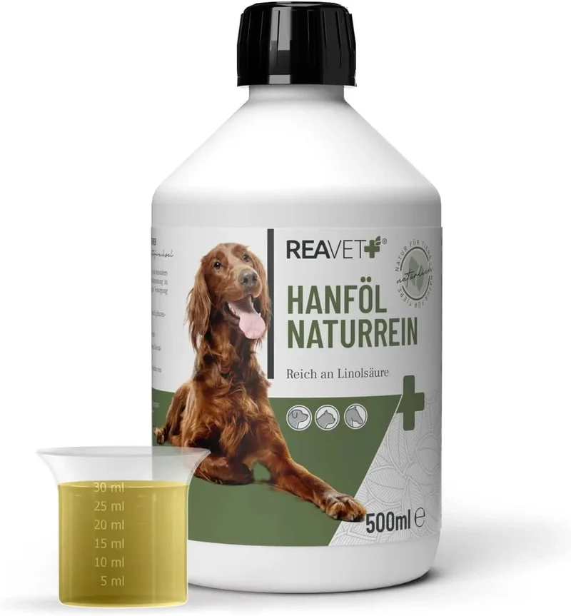 Óleo para ração ReaVET para cães, 4 variedades x 500 ml, óleo BARF para cães, óleo BARF de alta qualidade para cães, natural e apropriado para todas as raças