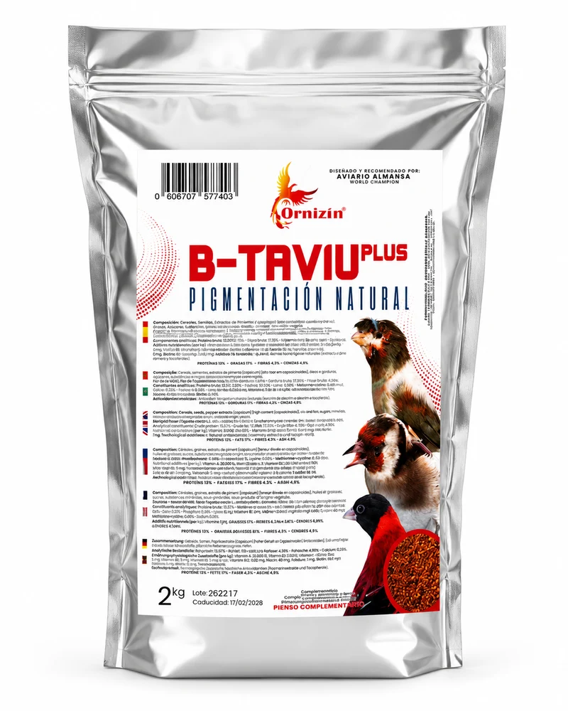 B-Tavui Plus – Rotes Ei-Futter Extra – Natürliche Pigmentierung 2 kg – Ornizìn