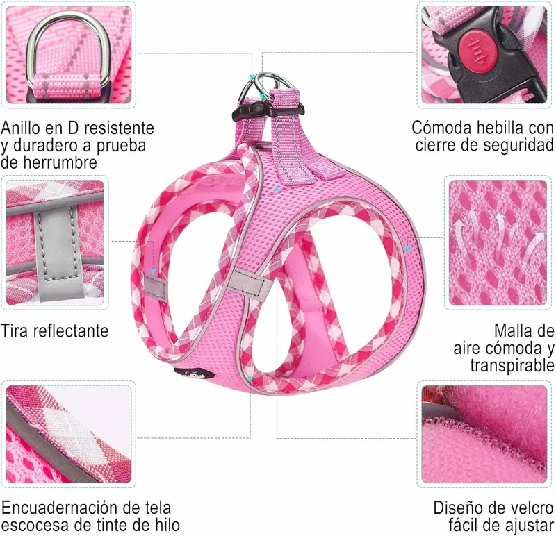 Conjunto de arnês refletor e trela para cão, ajustável e acolchoado
