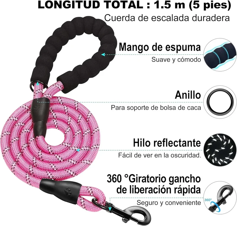 Conjunto de arnês refletor e trela para cão, ajustável e acolchoado