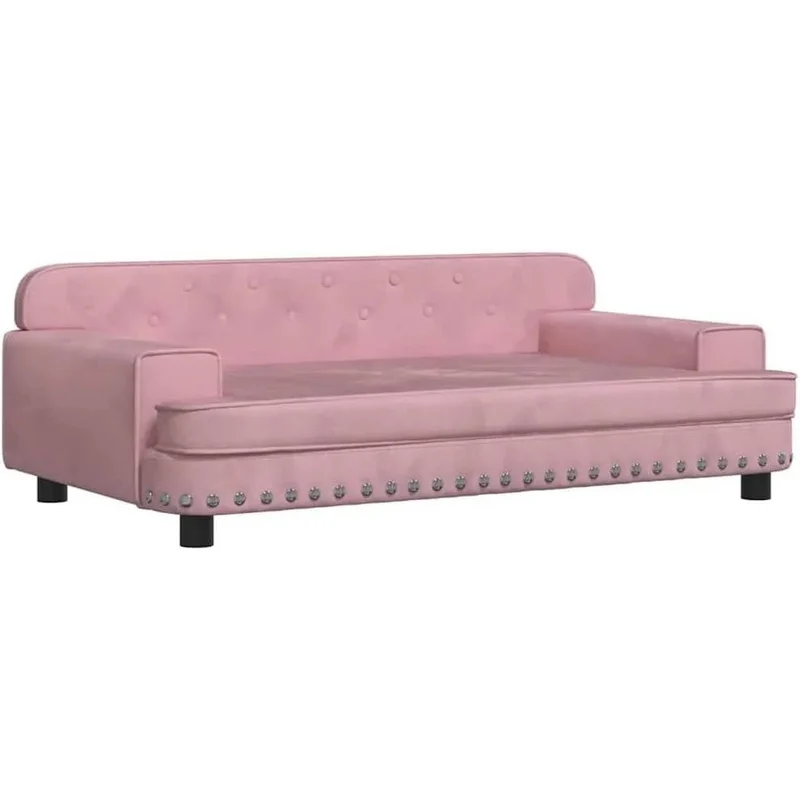 Cama para cães ou gatos, em veludo rosa, 90 x 53 x 30 cm