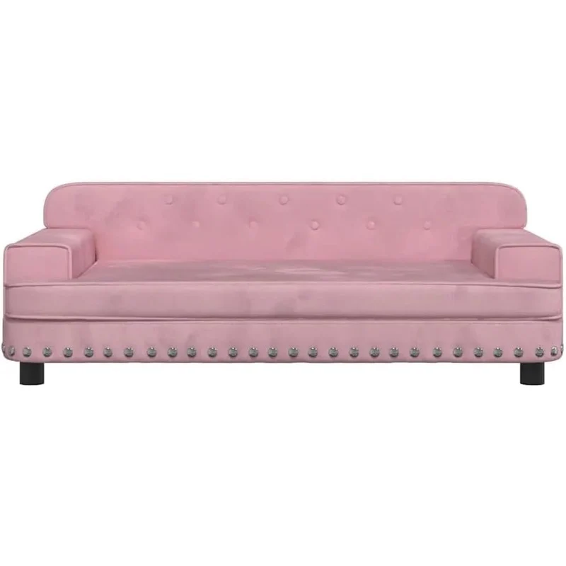 Cama para cães ou gatos, em veludo rosa, 90 x 53 x 30 cm