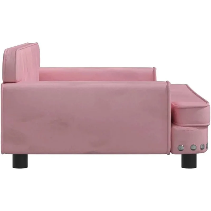 Cama para cães ou gatos, em veludo rosa, 90 x 53 x 30 cm