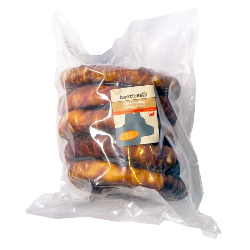 Beeztees Hundesnack Rinderhaut Ring mit Ente